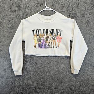 Taylor‎ Swift Eras Tour Midnights Cropped Sweatshirt Women Size Small White